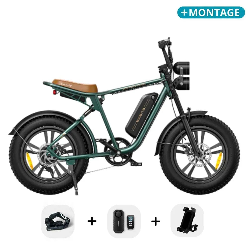 ENGWE M20 - Fatbike - Vert + Système d'alarme + Support téléphone