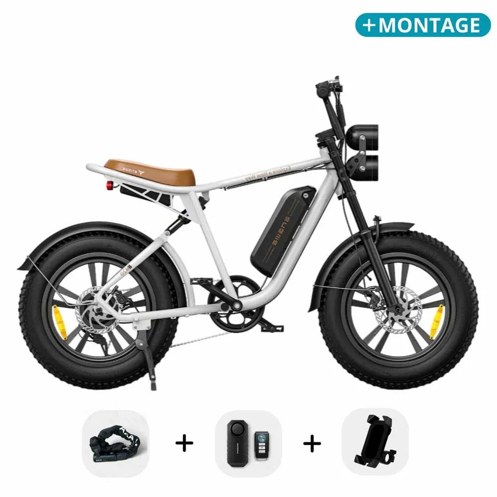 ENGWE M20 - Fatbike - Blanc + Système d'alarme + Support téléphone
