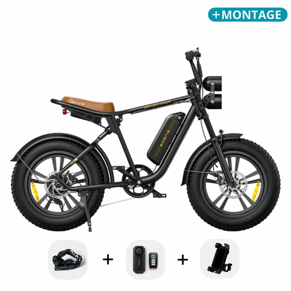ENGWE M20 - Fatbike - Noir + Système d'alarme + Support téléphone