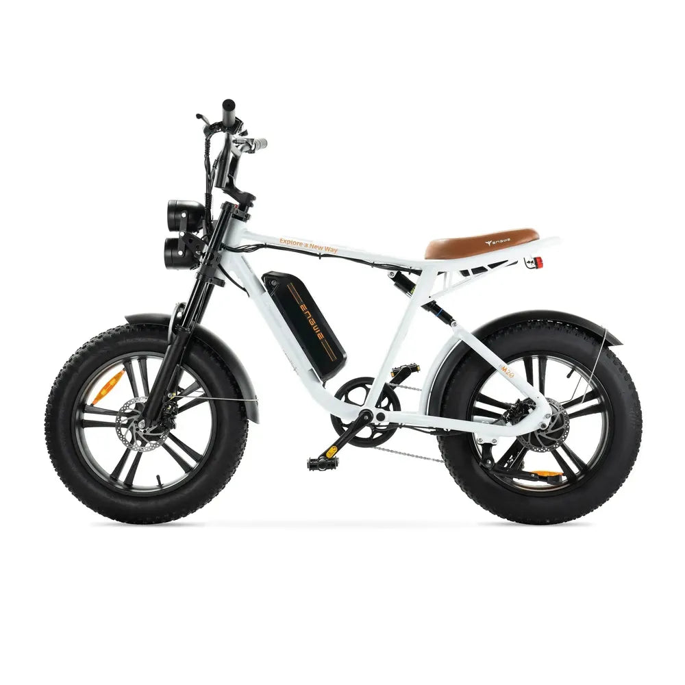 ENGWE M20 - Fatbike - Blanc + Système d'alarme + Support téléphone